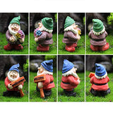 LINHU Mini Garden Gnome Statue Set in Funny Poses, Creative Tiny Gnomes Elves Mini Fairy Dollhouse Craft, Miniature Figurine, Home Decor(B)