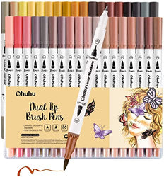 Ohuhu 36 Skin-Tone Colors Coloring Marker Dual Tips (Brush tip & Fine tip) + 60 Primary Colors Coloring Marker Dual Tips (Brush tip & Fine tip)