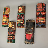 Zeckos Set of 10 Hand-Carved Tropical Island Style Tiki Masks Decorative Wall Hangings 12 Inches High