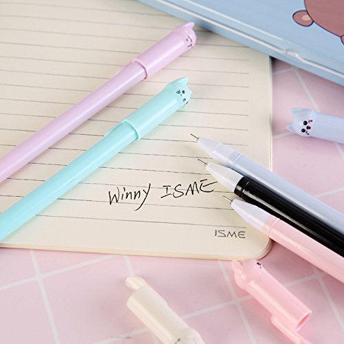 Sencoo Girl Cute Pens Kawaii Pen Cute Cat Pen 0.5 Mm Gel Pens Black Ball  Point Pens For School Office Supplies (12 Cat)