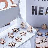 MACTING 150pcs 0.78" Unfinished Wood Christmas Ornaments - Mini Size Snowflakes, Bell, Deer, Trojan Horse, Christmas Tree Shaped Embellishments Ornaments Art Craft Christmas Decoration