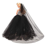 BARWA Beige Wedding Dress with Veil Evening Party Princess Beige Gown Dress for 11.5 inch Doll
