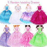 65 PCS Clothes and Accessories for Barbie 11.5 inch Doll Clothes Including 5 Wedding Gown Dresses 10 Slip Dress 2 Fashion Dresses 2 Tops 2 Pants 2 Bikini 20 Shoes 22 Accessories for 11.5 Inch Dolls