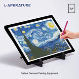 L-APERATURE A4 Rechargeable LED Tracing Light Box, 5-Levels Dimmable LED trace light pad for Diamond Painting, Tattooing, Sketching, Animation, Stenciling, Black with Stand
