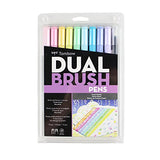 Tombow 56187 Dual Brush Pen Art Markers, Pastel, 10-Pack. Blendable, Brush and Fine Tip Markers