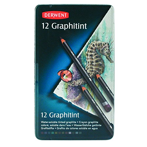 Derwent Graphitint Pencils, Metal Tin, 12 Count (0700802)