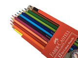 Faber-Castell 12 Colors Tri/Triangular Easy Grip Colored Pencils Pre-sharpened for Kids and Adult