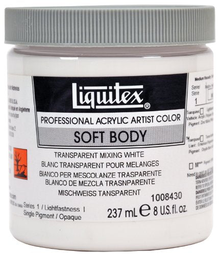 Liquitex Professional Soft Body Acrylic Paint 8-oz jar, Transparent Mixing White