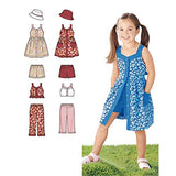 Simplicity 1453 Easy to Sew Girl's Dress, Top, Pants or Shorts and Hat Clothing Sewing Patterns, Sizes 3-8