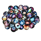 DROLE 100Pcs 25mm Glass Cabochons Galaxy Sky Stars Pattern Cabochons Half Round Flatback Glass Dome Cabochons for Jewelry Making