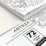 Arteza Adult Coloring Book, 6.4 x 6.4 Inches, Floral Designs, 72 Sheets, 100 lb Paper, Detachable Pages, Black Outlines, Art Supplies for Relaxing, Reflecting, and Decompressing