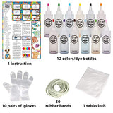 Klever Kits Tie Dye DIY Kits 12 Colors Fabric Dye Art Set with Storage Box, Gloves, Rubber Bands and Table Cover, Tie Dye Craft Kit for Creative Group Activities, Fabric Theme Party DIY Craft Arts