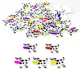 RayLineDo Pack of 30pcs Various Colors 25mm Milk Cow Buttons 2 Holes Wooden Buttons for DIY