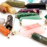 24pcs Hexagonal Healing Point Bullet Chakra Charm Stone Beads Semi-Precious Gemstone Rock Crystal