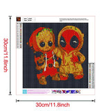 DIY 5D Diamond Painting kit, Superhero Full Drill Diamond Painting, Cross Stitch Artwork, Wall Decoration, Parent-Child Puzzle Game, Handmade Artwork (Groot and Deadpool) 12inx12in