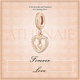 ATHENAIE 925 Silver Plated Rose Gold  with Pave Clear CZ Forever Love Pendant Drops Charm Beads