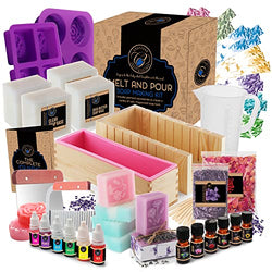 CraftZee Large Soap Making Kit - DIY Kits for Adults and Kids Supplies Includes Soap Base, Soap Cutter Box, Silicone Loaf Molds, Fragrances, Rose Petals & More Melt and Pour Soap Kit