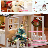 Miniature Dollhouse DIY Kit, Wooden 3D Mini House Set with Furniture for Kids Teens Adults(Holiday Time)