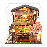 SPILAY Dollhouse Miniature with Wooden Furniture,Handmade Japanese Style DIY Dollhouse Kit with Dust Cover & Music Box,1:24 3D Creative Room Gift Idea for Adult Friend Lover(New Gibon Sushi)