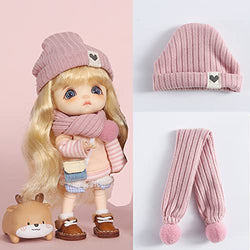 XiDonDon Ob11 Doll Clothing OB11 Size Costume Hat Scarf for Molly,GSC,1/12 1/8 Bjd Doll Accessories (Pink)