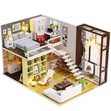 TuKIIE DIY Miniature Dollhouse Kit, 1:24 Scale Mini Wooden Doll House with Furniture Plus Dust Proof & Music Movement for Kids Teens Adults