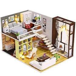 TuKIIE DIY Miniature Dollhouse Kit, 1:24 Scale Mini Wooden Doll House with Furniture Plus Dust Proof & Music Movement for Kids Teens Adults