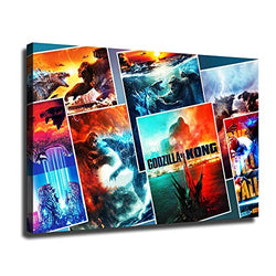 Godzilla vs. King Kong poster Godzilla Classic Movie cover canvas wall art office poster indoor aesthetic art HD picture printing (No Framed,16x24inch)