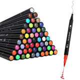 60 Colors Fine and Brush Tip Markers Pens Colored Dual Tip Markers for Adult Color Books Bullet Journaling Drawing Art Projects Planner School Office Supplies (60 Colors)
