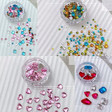 Mixed Colored Gemstone Nail Art Accessories Set Multi-Cut Super Sparkling Love Rhinestone Axe Diamond Irregular Colored Nail Art Diamonds for Nail Art Decoration (4 Boxes)