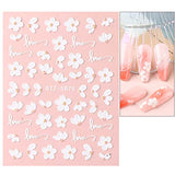 Diduikalor Spring Nail Art Stickers Acrylic 5D Nail Decals Nails Art Supplies Gradient Pink White Flower Manicure Nail Art Decoration Self-Adhesive Nails for Women Girls