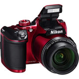 Nikon COOLPIX B500 Digital Point & Shoot Camera (Red) 26508 Bundle with 4X AA Batteries + 2X Sandisk Memory Cards + More