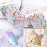 Nail Foil Transfer Stickers, 10 Rolls Marble Nail Foils Marble Nail Art Stickers Holographic Starry Sky Nail Decals Wraps DIY Nail Decoration for Women Girls