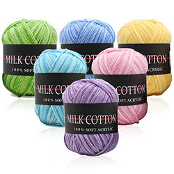 6 Rolls Large Yarn Skeins Assorted Colors Crochet Yarn, Acrylic Yarn Skeins, Acrylic Soft Yarn Perfect for Any Knitting Crochet and Crafts Mini Project