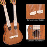 Kmise Professional Ukulele Custom Made Double Neck/Headstock Ukulele 4&8 String Mahogany with Gig Bag