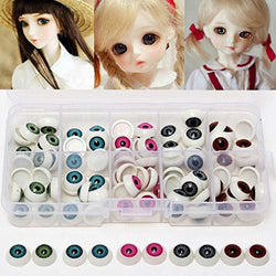BeesClover 100PCS 12mm Doll Eyeballs Half Round Acrylic Eyes for BJD SD Doll Bear DIY Crafts Mix Color Plastic Eyes Doll Toy Accessories Show One Size