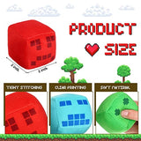 Hungdao 12 Pcs Plush Pixel Square Cubes Soft Miner Game Plush Toys Square Pixel Miner Stuffed Animals Doll Toy for Video Game Fans Birthday Party Favor Home Decor Classroom Rewards Gifts, 6 Styles