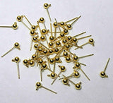 48 Gold Plated Brass Ear Studs 4mm Solid Ball Post with Loop Earring Finding Package of 24 Pair