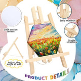 48 Pcs Kids Canvases for Painting with 3 Mini Easel, 12 Pcs 6 Inches Triangle Square Hexagon Paint Canvases, 30 Paintbrushes, 3 Mini Watercolor Palettes for Oil Painting Kids Adults Canvas Art