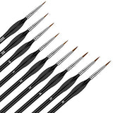 Detail Paint Brush Set, Fine Miniature Brushes, Detailing Painting Brush for Acrylic, Watercolor, Oil, Face, Nails, Line Drawing, 9PCS (Black)