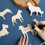 Plydolex 24 Pieces Unfinished Wooden Cutouts Dog Cutouts -6 Shapes of Craft Ornament - Wooden Dog Cutouts Perfect As Ornament DIY and Puppy Wooden Paint Crafts for Kids