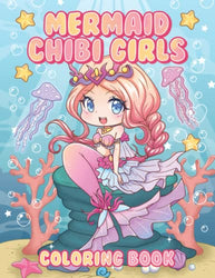 Mermaid Chibi Girls Coloring Book: Kawaii Anime Chibi Girls in Cute Mermaid Costumes Coloring Page for Adults and Kids