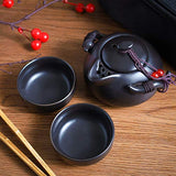 Kneokuo Portable Travel Tea Set - 100% Handmade Chinese/Japanese Vintage Kungfu Tea Set - Porcelain Teapot & Teacups with a Portable Travel Bag (Black)