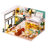 Dollhouse Miniature with Furniture,DIY 3D Wooden Doll House Kit Apartment Style Plus with Dust Cover and Music Movement,1:24 Scale Creative Room Idea Best Gift for Children Friend Lover L-031