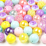 ANCADN 20mm Chunky Bubblegum Beads Acrylic Beads Easter Color Beads for DIY Jewelry Making (Easter-Purple)