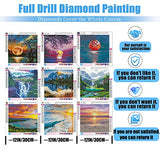 5D Diamond Painting Kits for Adults - 9 Pack Moon Full Drill Round Crystal Rhinestone Diamond Art Gem Painting - Diamond Painting Kits Perfect for Home Wall Decor 12x12 Inch