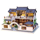 Dollhouse Miniature with Furniture,DIY 3D Wooden Doll House Kit Chinese Style Plus with Music Movement and LED,1:24 Scale Creative Room Idea Best Gift for Children Friend Lover K049