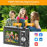 Digital Camera for Kids Girls and Boys - 1080P FHD Digital Camera 36MP LCD Screen Rechargeable Students Compact Camera Mini Camera with 16X Digital Zoom Vlogging Camera for Teens, Kids (Black)