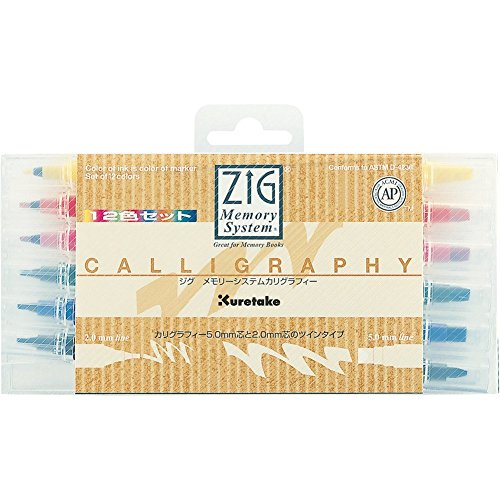 Zig Memory System Calligraphy Dual Tip Marker Set … (12 Colors set)