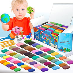 Modeling Clay Kit - 62 Colors Air Dry Magic Clay, Best Gift for Boys & Girls Age 3-12 Year Old, DIY Molding Clay for Kids, DIY Clay Kit with Sculpting Tools, Decoration Accessories, Kids Art Crafts