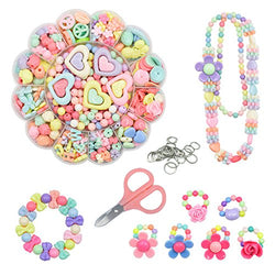 DIY Beads Set,iDeep 471PCS Acrylic Colorful DIY Beads Jewelry Making Set Necklace and Bracelet